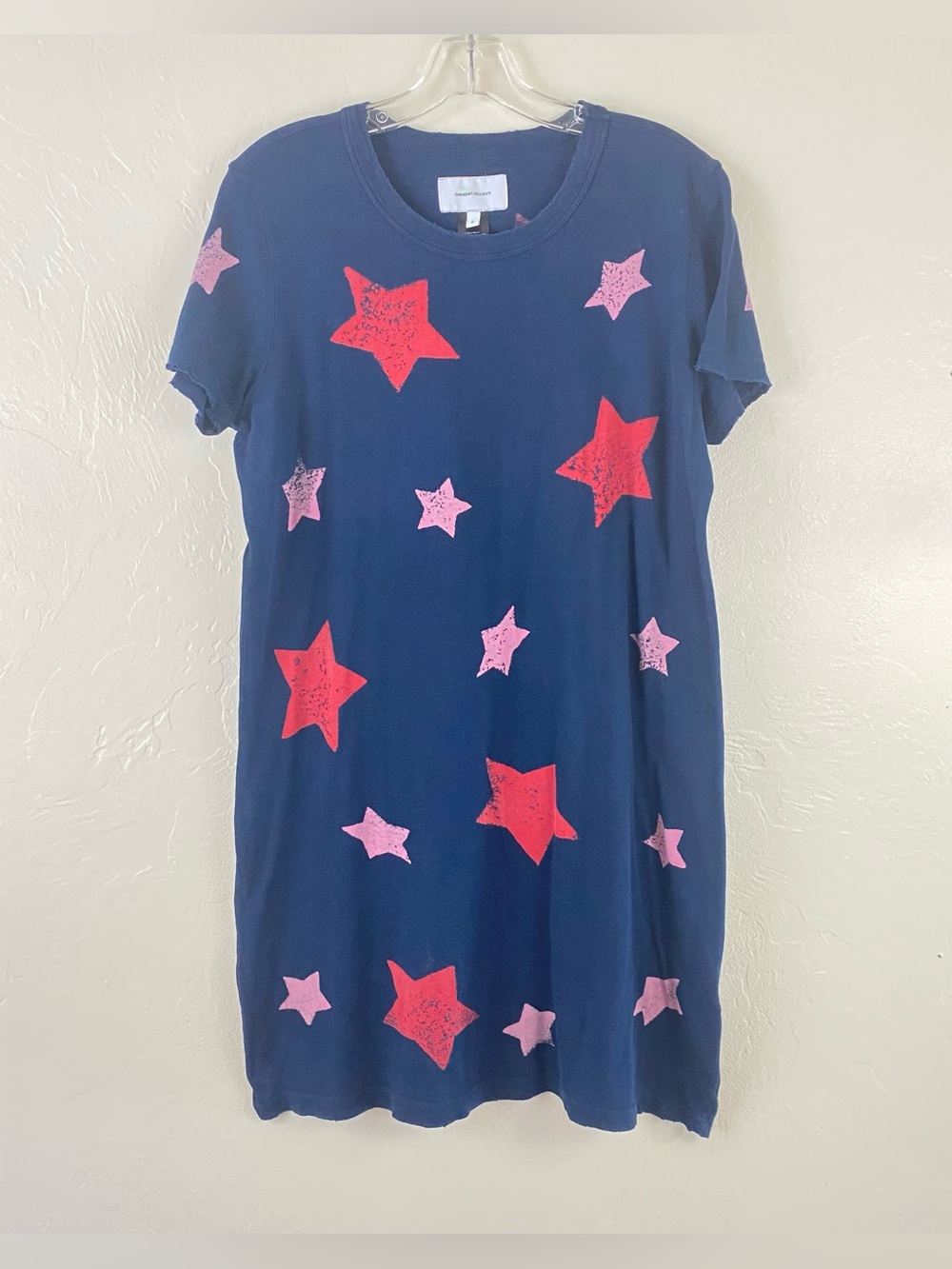 Current Elliott Size Small Navy Blue Jersey Cotton Star Printed T-shirt Dress